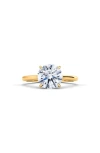 Hautecarat Round Brilliant Cut Lab Created Diamond Ring In 3.00 Ctw 18k Yellow Gold