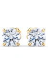 Hautecarat Round Brilliant Cut Lab Created Diamond Stud Earrings In 3.00 Ctw Yellow Gold