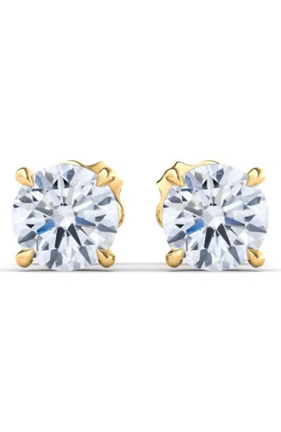 Hautecarat Round Brilliant Cut Lab Created Diamond Stud Earrings In 3.00 Ctw Yellow Gold