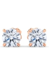 Hautecarat Round Brilliant Cut Lab Created Diamond Stud Earrings In 4.00 Ctw Rose Gold
