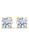 Hautecarat Round Brilliant Cut Lab Created Diamond Stud Earrings In 4.00 Ctw Yellow Gold