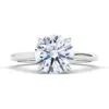 Hautecarat Round Brilliant Cut Lab Grown Diamond Ring In 2.00 Ctw 18k White Gold