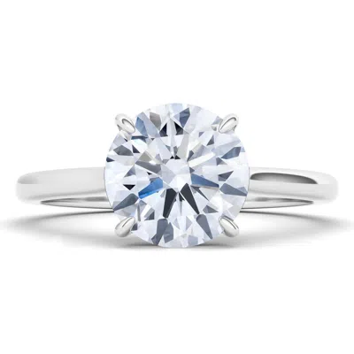 Hautecarat Round Brilliant Cut Lab Grown Diamond Ring In 2.50 Ctw 18k White Gold