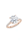 Hautecarat Round Brilliant Cut Pavé Lab Created Diamond Ring In 2.50 Ctw 18k Rose Gold