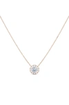 Hautecarat Round Brilliant Halo Lab-created Diamond Pendant Necklace In 18k Rose Gold