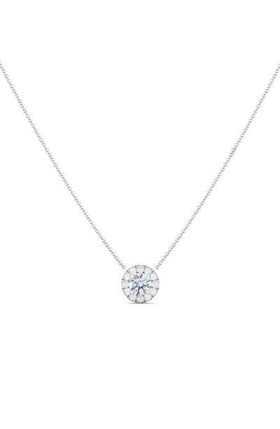 Hautecarat Round Brilliant Halo Lab-created Diamond Pendant Necklace In 18k White Gold