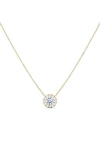 Hautecarat Round Brilliant Halo Lab-created Diamond Pendant Necklace In 18k Yellow Gold