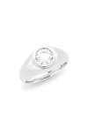 Hautecarat Round Brilliant Lab Created Diamond Signet Ring In White Gold