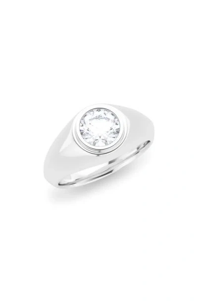 Hautecarat Round Brilliant Lab Created Diamond Signet Ring In White Gold