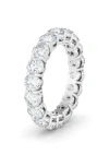 Hautecarat Round Cut Lab Created Diamond 18k Gold Eternity Band Ring In 18k Wg