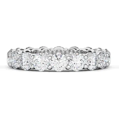 Hautecarat Round Cut Lab Created Diamond 18k Gold Eternity Band Ring In White Gold