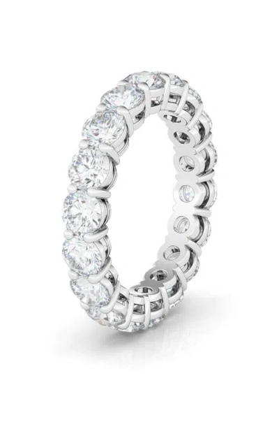 Hautecarat Round Cut Lab Created Diamond 18k Gold Eternity Band Ring In White Gold