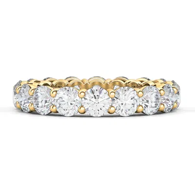 Hautecarat Round Cut Lab Created Diamond 18k Gold Eternity Band Ring In Yellow Gold