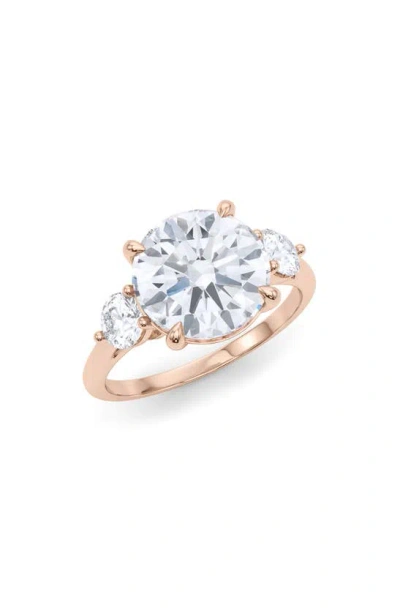 Hautecarat Round Cut Lab Created Diamond Ring In 18k Rose Gold
