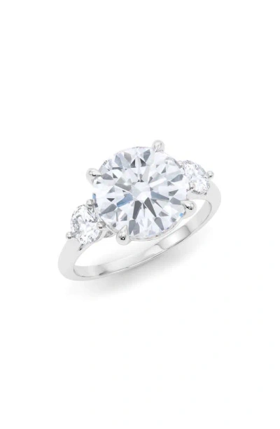 Hautecarat Round Cut Lab Created Diamond Ring In 18k White Gold