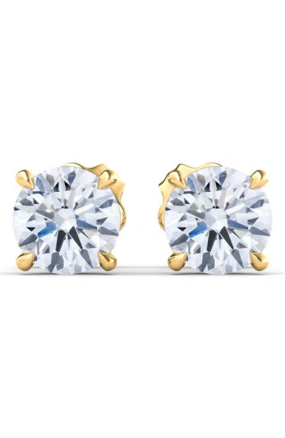 Hautecarat Round Lab Created Diamond Stud Earrings In 5.00 Ctw Yellow Gold