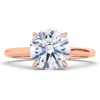 Hautecarat Round Lab Grown Diamond 18k Gold Ring In 18k Rose Gold