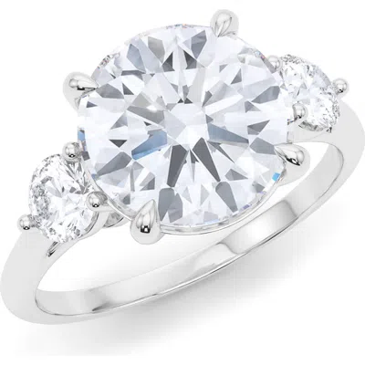 Hautecarat Three Stone Round Cut Lab Created Diamond Ring In 2.00ctw 18k White Gold