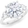 Hautecarat Three Stone Round Cut Lab Created Diamond Ring In 2.50ctw 18k White Gold