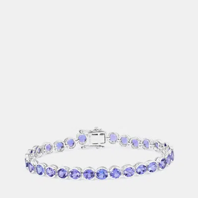 Pre-owned Hautefacets 12.60 Cts Tanzanite 14k White Gold Tennis Bracelet