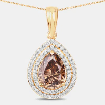 Pre-owned Hautefacets 2.01 Cts Brown Diamond And Diamond 18k Yellow Gold Statement Pendant