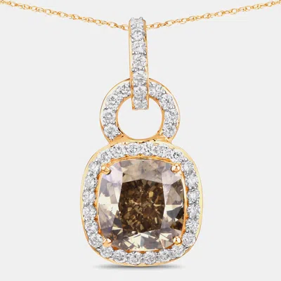 Pre-owned Hautefacets 2.50 Cts Brown Diamond And Diamond 18k Yellow Gold Statement Pendant