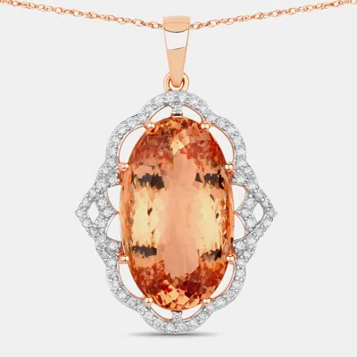 Pre-owned Hautefacets 26.59 Cts Morganite And Diamond 14k Rose Gold Statement Pendant