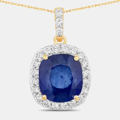 Pre-owned Hautefacets 2.96 Cts Ceylon Blue Sapphire And Diamond 18k Yellow Gold Halo Pendant