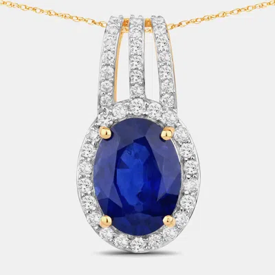 Pre-owned Hautefacets 3.59 Cts Ceylon Blue Sapphire And Diamond 18k Yellow Gold Statement Pendant