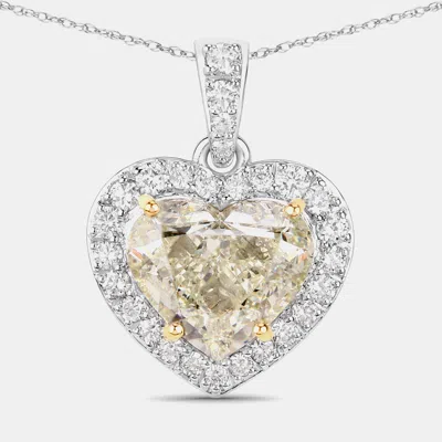 Pre-owned Hautefacets 4.51 Cts Light Yellow Diamond And Diamond 18k White Gold Statement Pendant