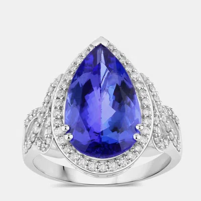 Pre-owned Hautefacets 5.24 Cts Tanzanite And Diamond 14k White Gold Statement Ring Us Size 7