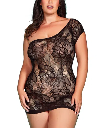 Hauty Plus Size Sheer And Mini Chemise In Black