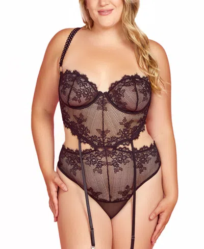 Hauty Plus Size Underwire Lace Bodysuit In Black