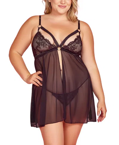 Hauty S Plus Size Babydoll Lingerie Set In Black