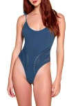 Hauty Shoulder Tie Thong Teddy In Blue