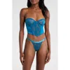 Hauty Sun Kissed Underwire Bustier & G-string Set In Blue