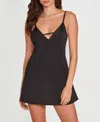 Hauty Women's 1 Piece Micro Nightgown With Lace And Open Back In Black