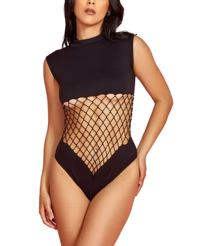 Hauty Women's Fishnet Bodysuit Lingerie In Black