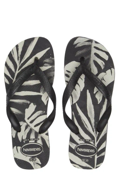 Havaianas Aloha Flip Flop In Black/ Black/ Black