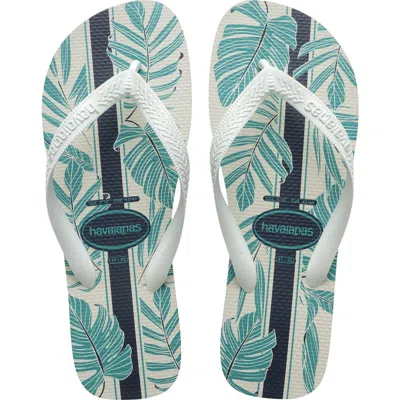 Havaianas Aloha Flip Flop In White/white/indigo Blue