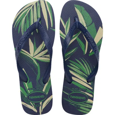 Havaianas Kids'  Aloha Print Flip Flop Sandal In Navy Blue