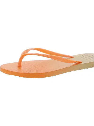 Havaianas Alpargatas Womens Flat Slip On Flip-flops In Orange