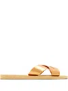 Havaianas Aqua Metallic Cross-strap Slides In Gold