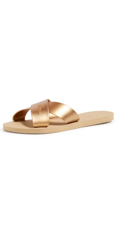 Havaianas Aqua Metallic Sandals Golden In Multi