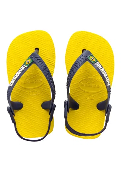 Havaianas Baby Brasil Logo Navy Blue Citrus Yellow
