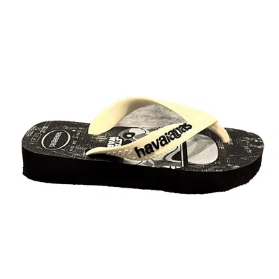Pre-owned Havaianas Kids' Boys Black White Star Wars Flip Flops