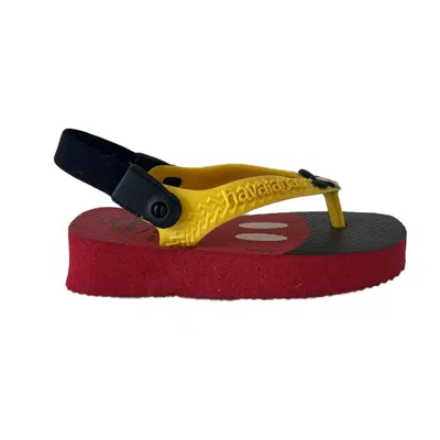 Pre-owned Havaianas Kids' Boys Red Yellow Mickey Flip Flops Size: 4-5 Toddler In Multi