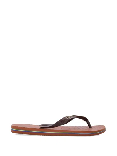 Havaianas Brasil Logo Flip-flops Mit Zickzackmuster In Braun
