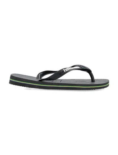 Havaianas Brasil Logo Flip-flops - Unisex In Black