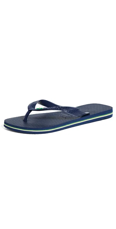 Havaianas Brazil Flip Flops Navy Blue In Multi